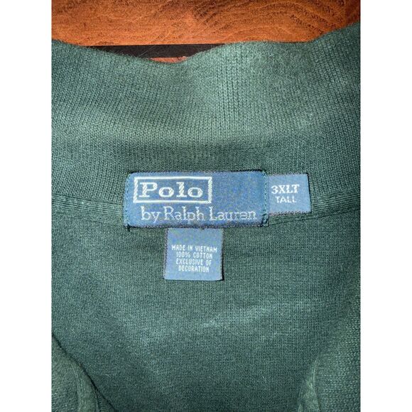 Polo Ralph Lauren 3XLT Quarter Zip Sweater Big & Tall Hunter Green 100% Cotton - Picture 3 of 5